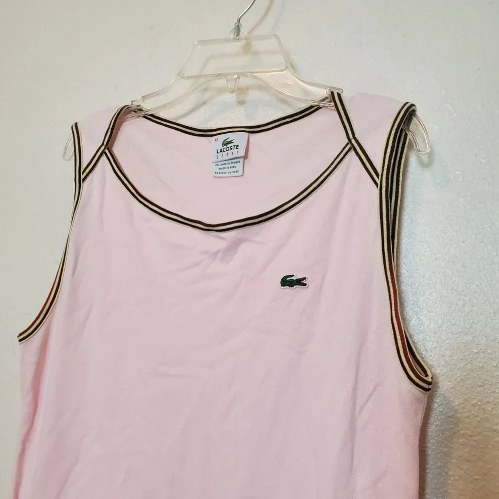 Lacoste Sport Tennis Dress Boat Neck Sleeveless Pink‎ Womens Sz 46 US XL
